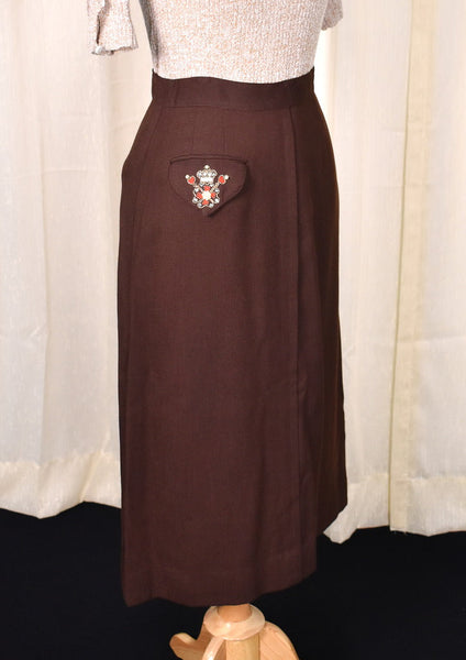 1940s Vintage Rhinestone Pocket Skirt Cats Like Us