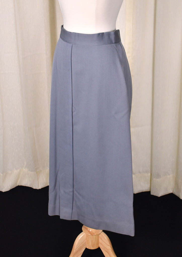 Gray pencil skirt kick pleat hotsell