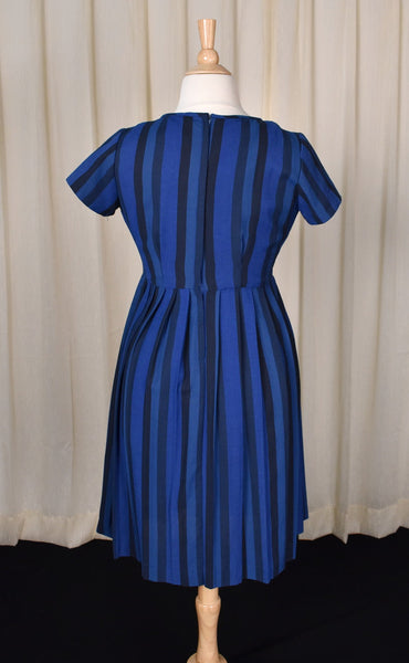 1950s Black & Blue Striped Dress Cats Like Us