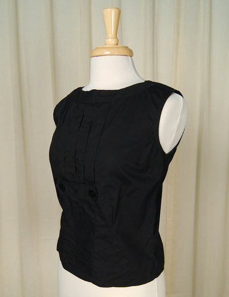 1950s Black Pleated Blouse Cats Like Us