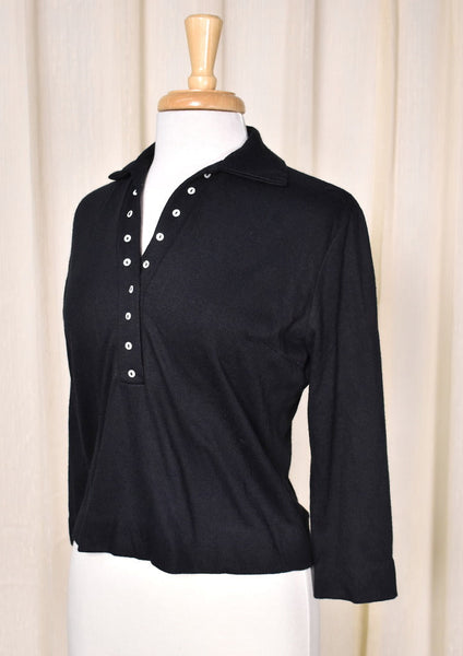 1950s Black Tiny Buttons Top Cats Like Us