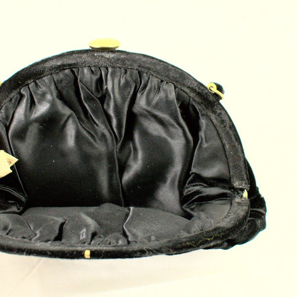 1950s Black Velvet Handbag Cats Like Us
