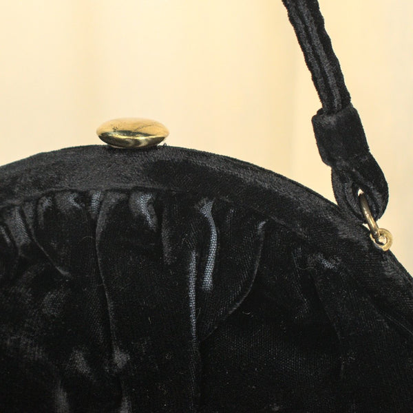 1950s Black Velvet Handbag Cats Like Us