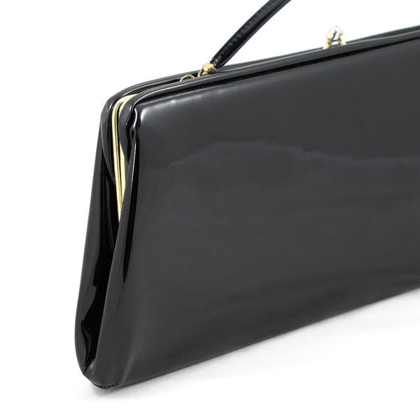 1950s Black Vintage Patent Flat Handbag Cats Like Us