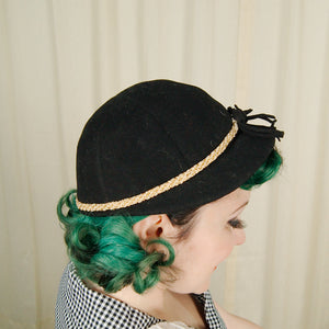 1950s Black Wool Cap Hat Cats Like Us