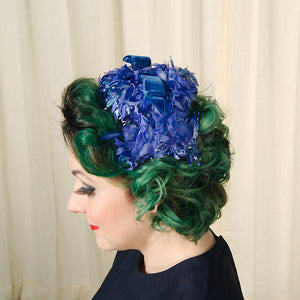 1950s Blue Floral Crescent Hat Cats Like Us