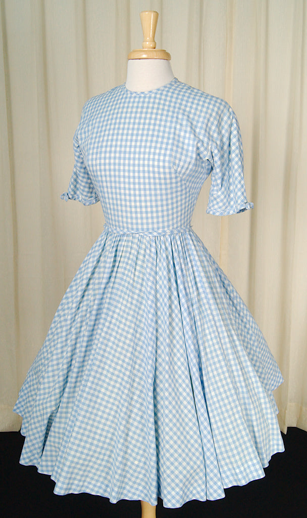 Vintage 1950s Blue Gingham Swing Dress Cats Like Us Vintage 1950s Blue Gingham Swing Dress Cats Like Us