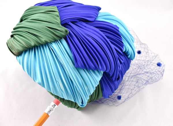 1950s Blue Pleated Leaves Hat Cats Like Us