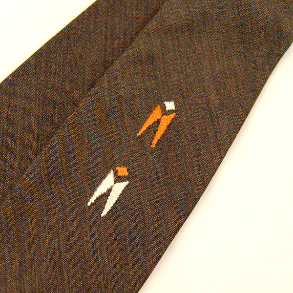 1950s Brown Embroidered Tie Cats Like Us