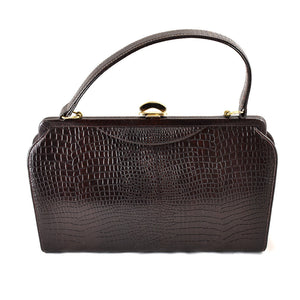 1950s Brown Faux Snakeskin Bag Cats Like Us