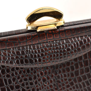 1950s Brown Faux Snakeskin Bag Cats Like Us