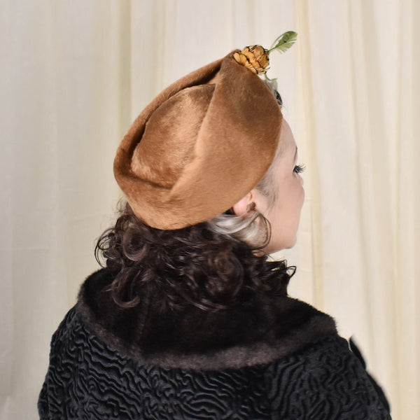 1950s Brown Feather Vintage Hat Cats Like Us