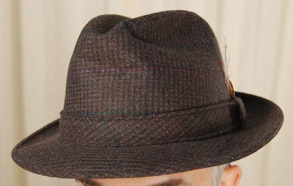 1950s Brown Plaid Trilby Hat Cats Like Us