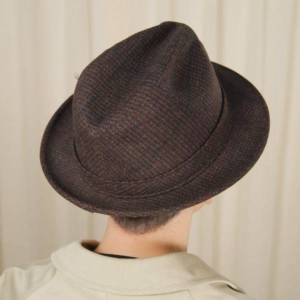 1950s Brown Plaid Trilby Hat Cats Like Us