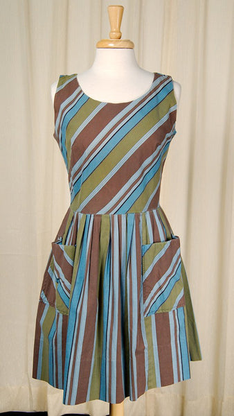 1950s Brown Striped Dress Cats Like Us