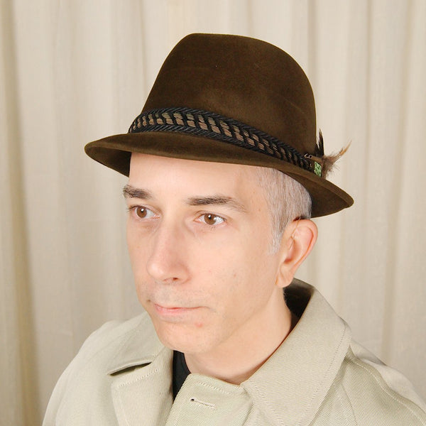 1950s Brown Velour Trilby Hat Cats Like Us