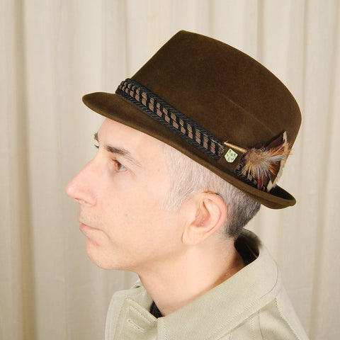 1950s Brown Velour Trilby Hat Cats Like Us