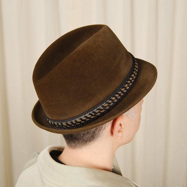 1950s Brown Velour Trilby Hat Cats Like Us