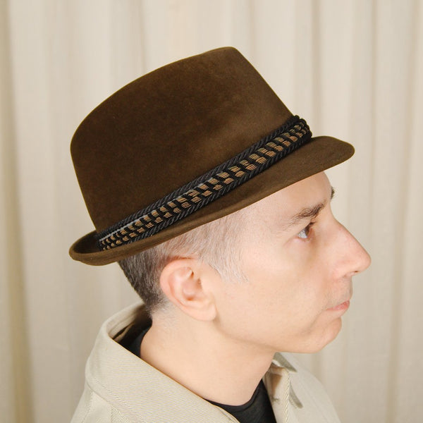 1950s Brown Velour Trilby Hat Cats Like Us