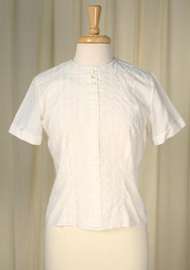 1950s Button Back Eyelet Blouse Cats Like Us