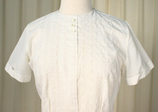 1950s Button Back Eyelet Blouse Cats Like Us