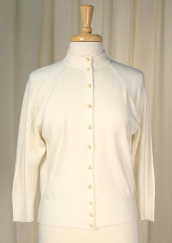 1950s Cream & Pearl Cardigan Cats Like Us