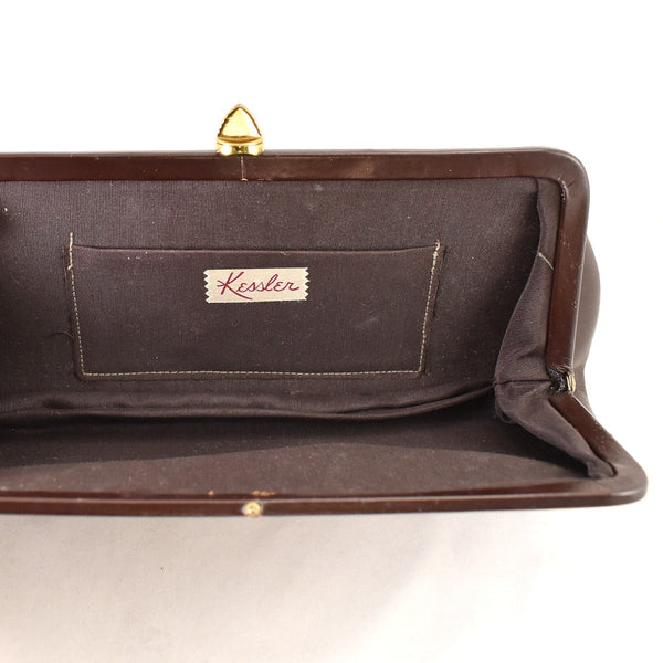 1950s Dark Brown Vintage Clutch Bag Cats Like Us