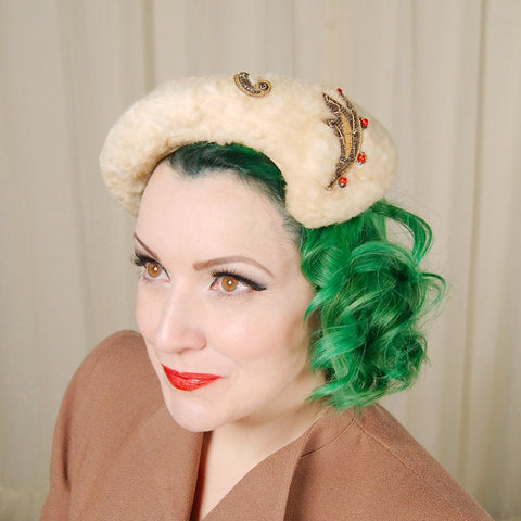 1950s Faux Fur Crescent Hat Cats Like Us