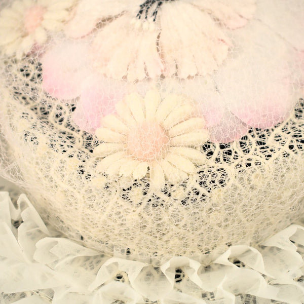1950s Floral Bonnet Platter Hat Cats Like Us
