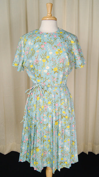 1950s Floral Pleated Dress Cats Like Us