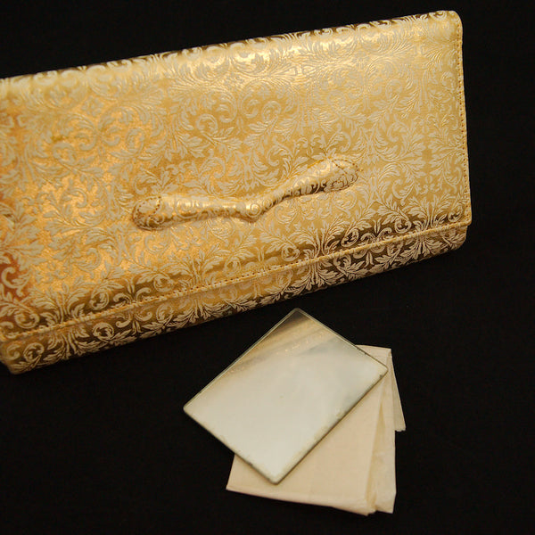 1950s Gold Embossed Clutch Bag Cats Like Us