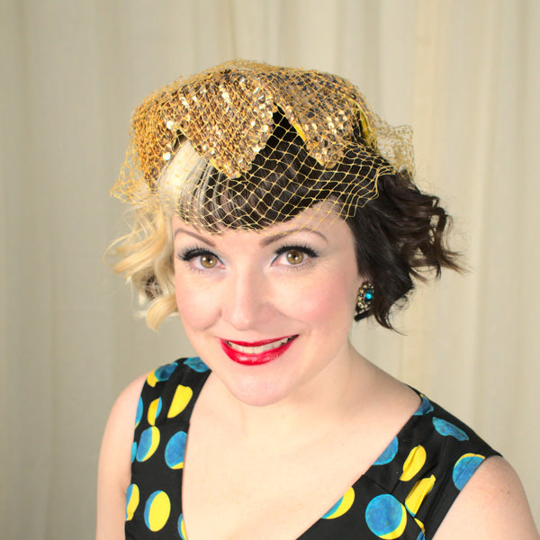 1950s Gold Point Sequin Cap Hat Cats Like Us