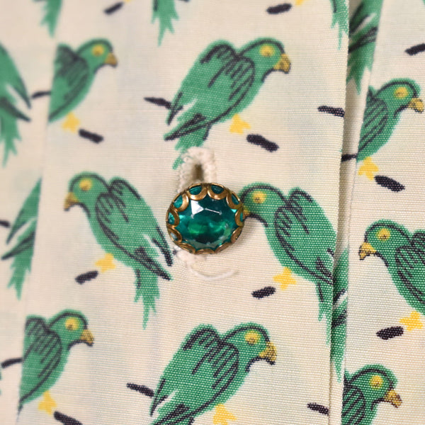 1950s Green Parrot Dress Cats Like Us