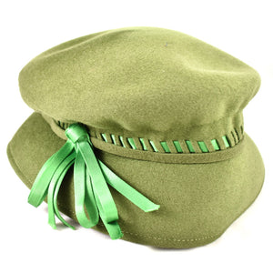 1950s Green Wool Ribbon Vintage Hat Cats Like Us