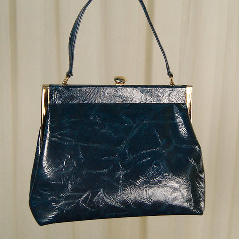 1950s Navy Blue Marble Handbag Cats Like Us