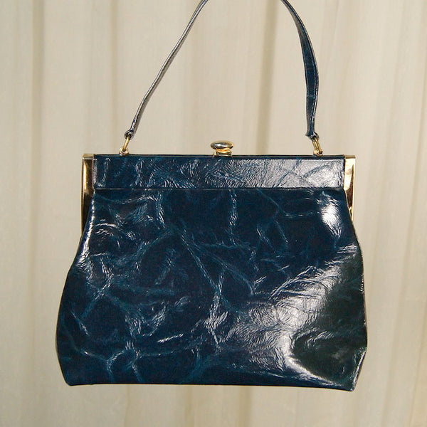 1950s Navy Blue Marble Handbag Cats Like Us
