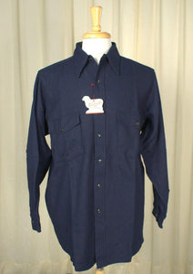 1950s Navy Blue Wool Shirt Cats Like Us