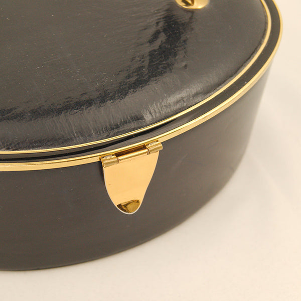 1950s Navy Leather Oval Box Bag Cats Like Us