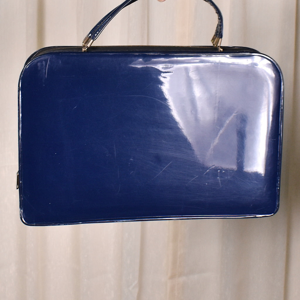 1950s Navy Patent Suitcase Bag Cats Like Us