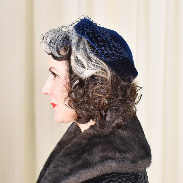 1950s Navy Velvet Netting Vintage Hat – Cats Like Us