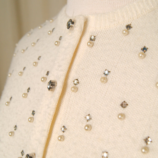 1950s Off White Pearl Cardigan Cats Like Us