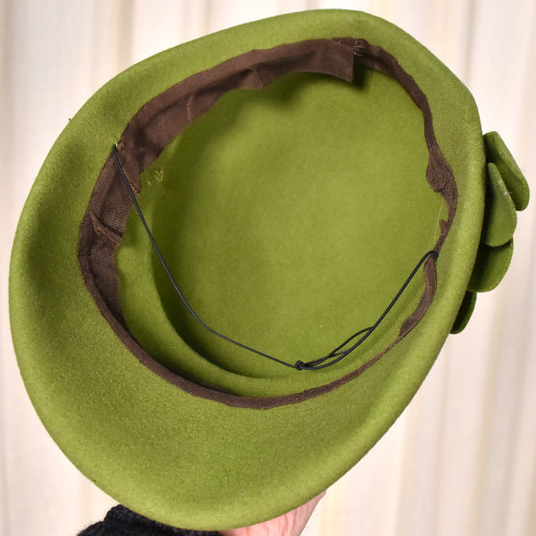 1950s Olive Green Fan Hat Cats Like Us