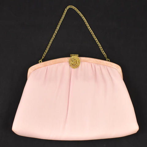 1950s Pink Fabric Clutch Bag Cats Like Us