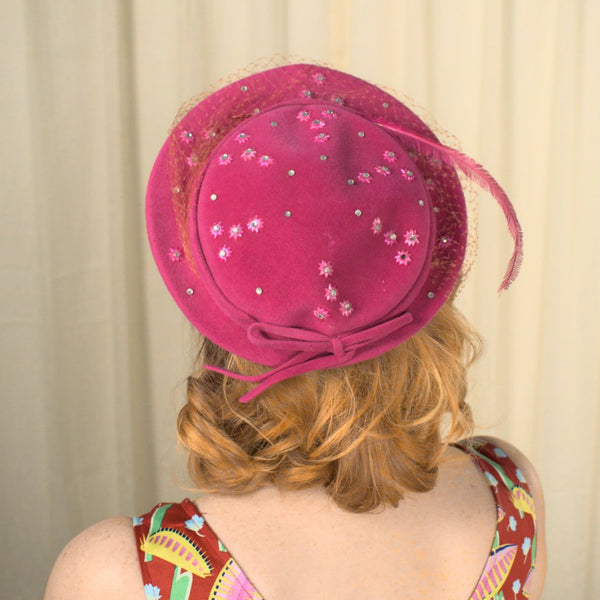 1950s Pink Rhinestone Hat Cats Like Us