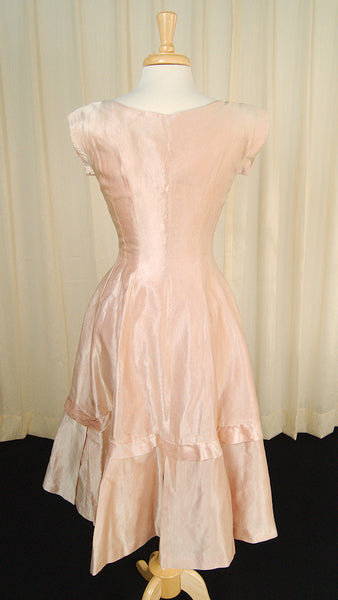 1950s Pink Sateen Bow Dress Cats Like Us