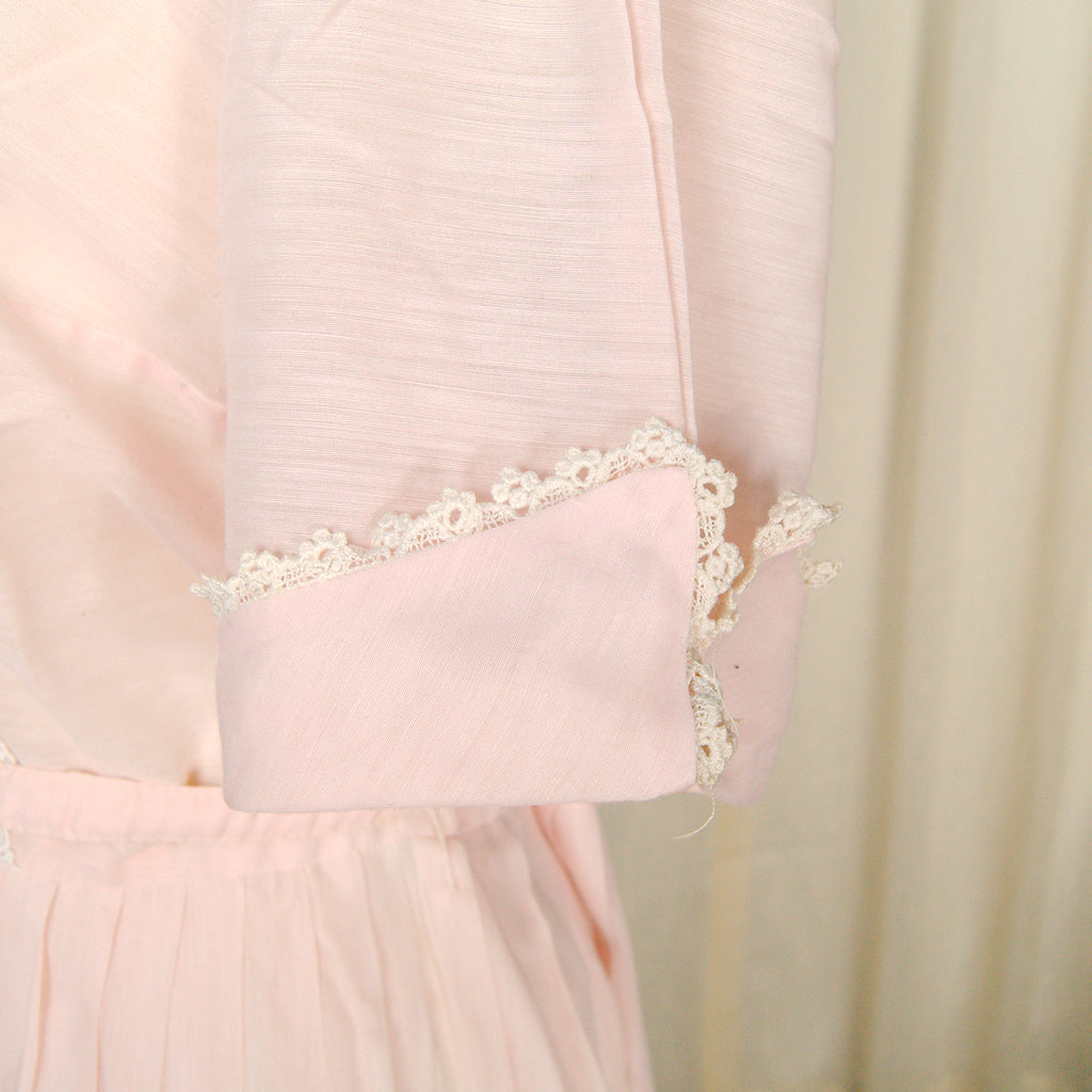 pink shirtwaist dress 1950s Henry Rosenfeld Striped Shirtwaist Dress
