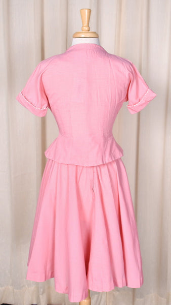 1950s Pink Vintage Peplum Skirt Set Cats Like Us