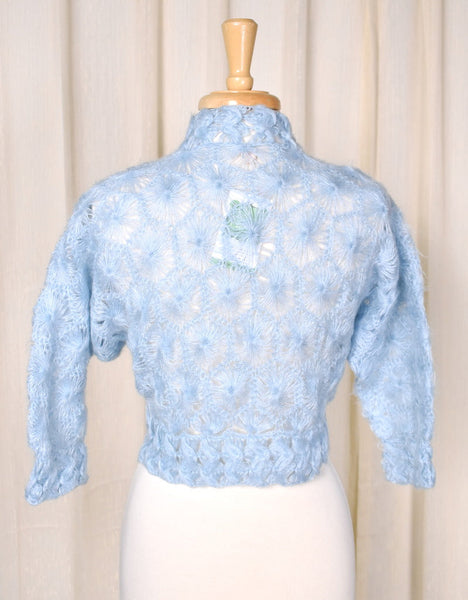 1950s Powder Blue Knit Bolero Sweater Cats Like Us