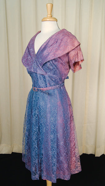 1950s Purple & Pink Lace Dress Cats Like Us