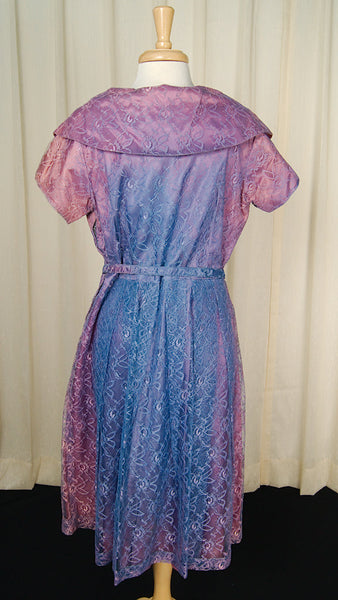 1950s Purple & Pink Lace Dress Cats Like Us
